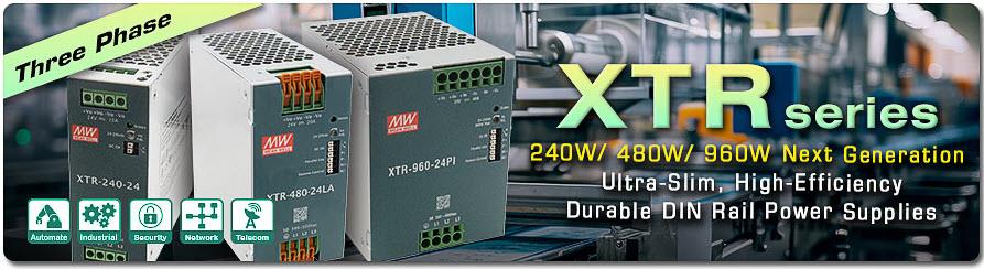 MEAN WELL Alimentations sur rail DIN industrielles ultra minces XTR